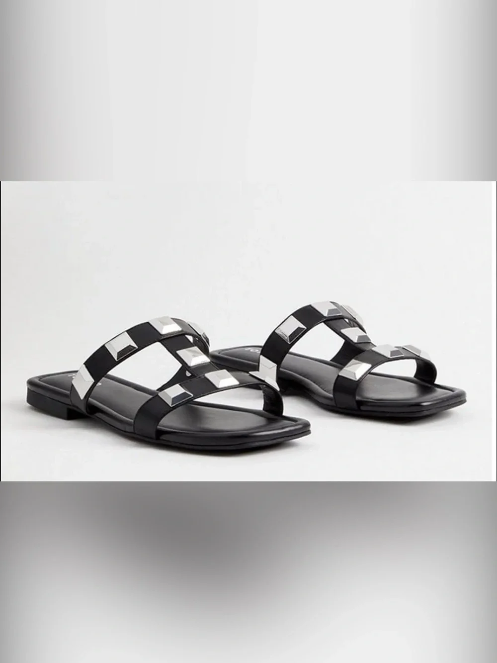 TORRID Black Studded Strappy Slide Sandals - Women 7ww - Picture 1 of 3
